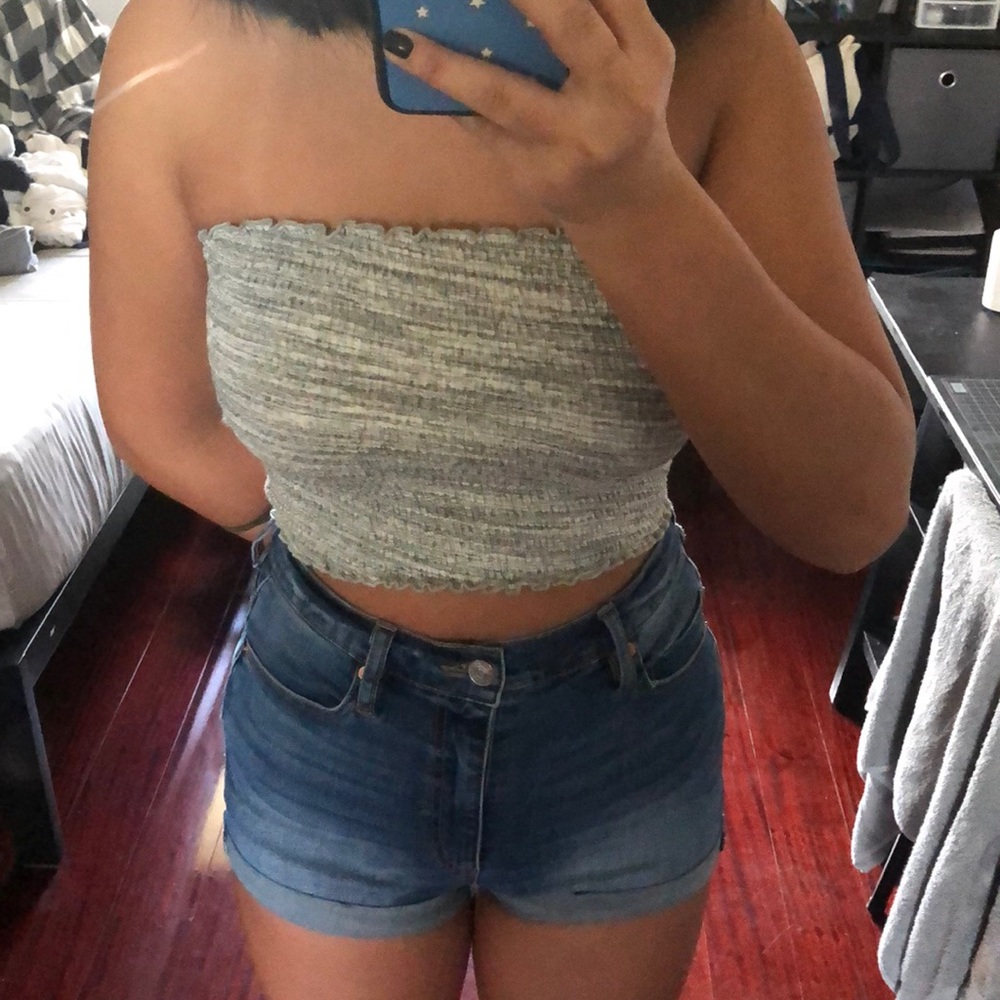 smocked crop tube top